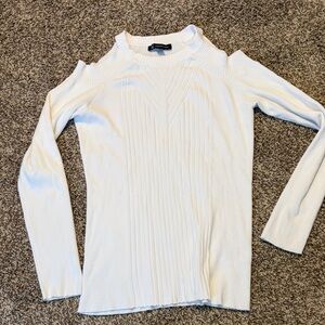 INC International Concepts White Cold Shoulder Sweater